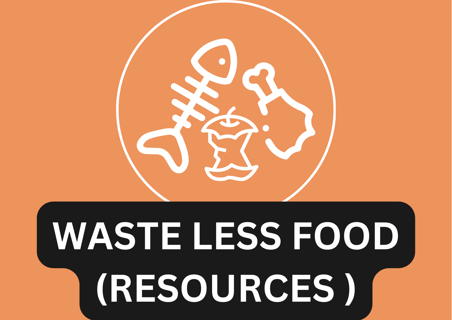 Apple Core, Chicken Bone, Fish Scales and Waste Less Food Resources Text